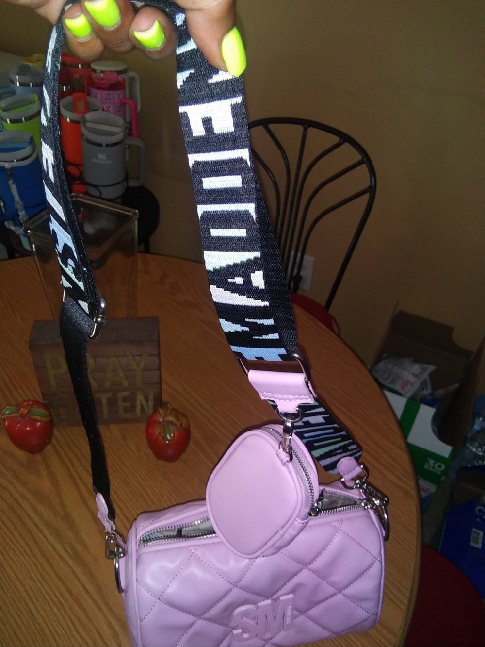 Steve Madden Lilac Quilted Crossbody with Branded Strap